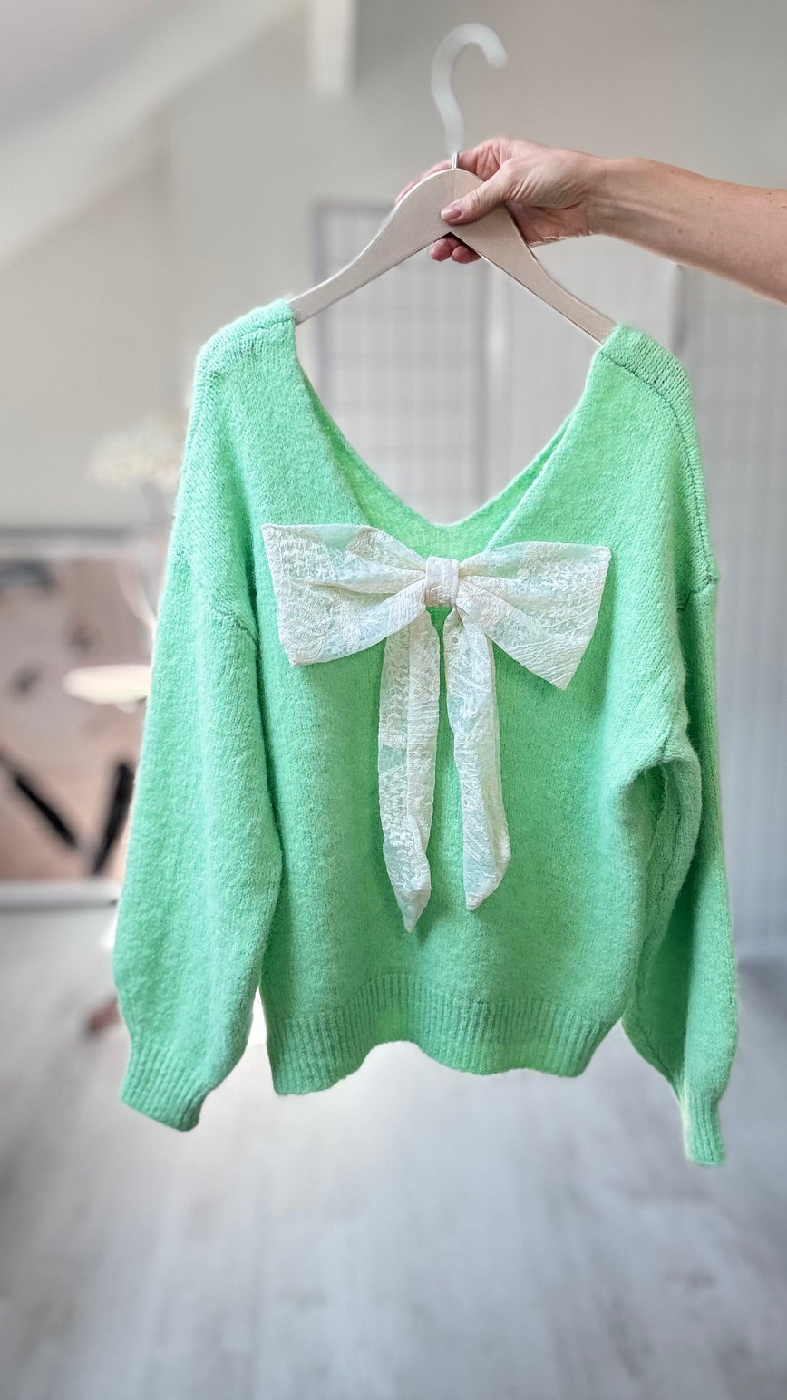 Unique Bow  Back Jumper Apple Green