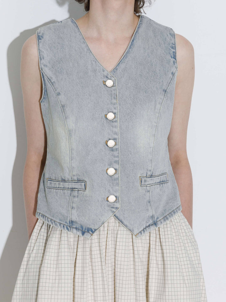 Cubic 4698 cotton denim waistcoat