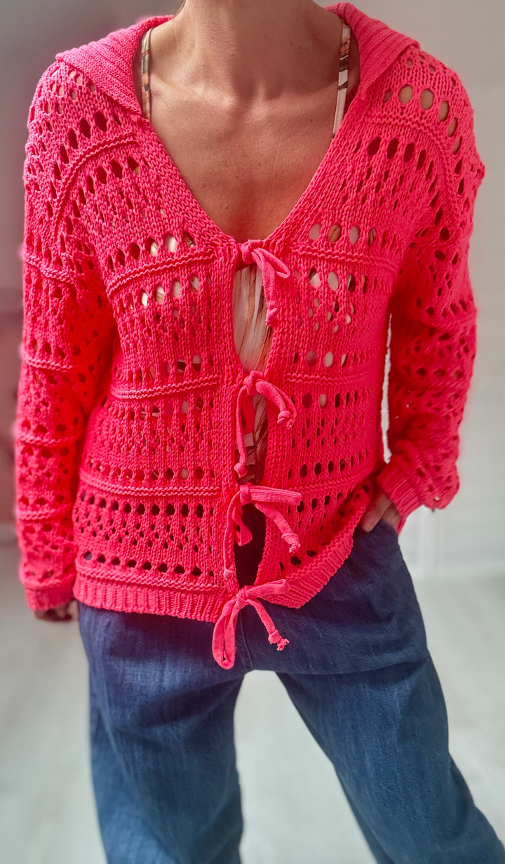 Studio Clothing Crochet Tie Front Cardigan