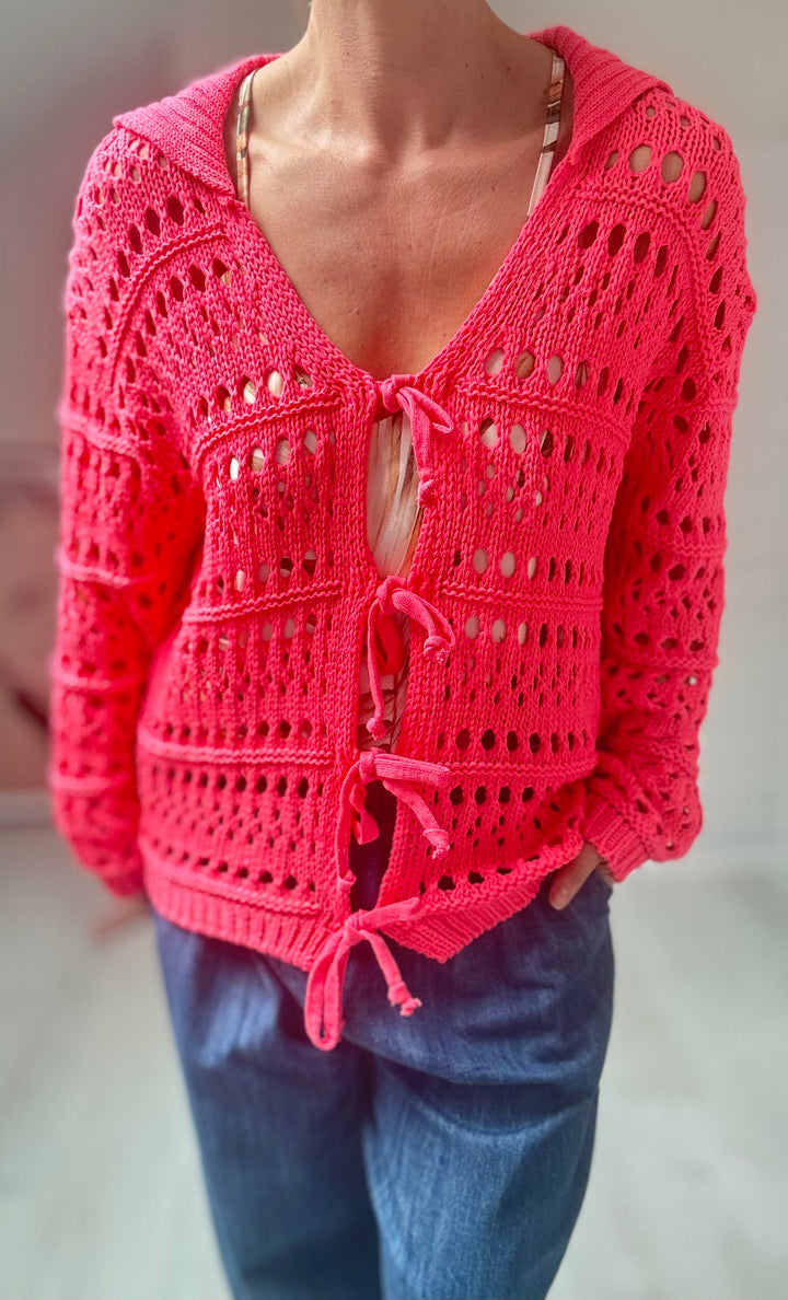 Studio Clothing Crochet Tie Front Cardigan