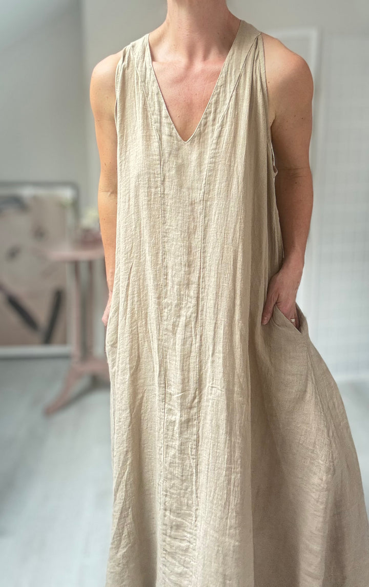 Studio Clothing Linen V Neck Racer Back Maxi Dress