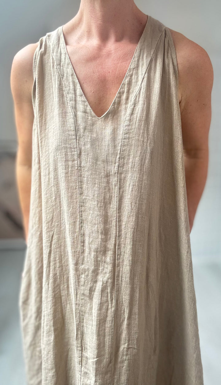 Studio Clothing Linen V Neck Racer Back Maxi Dress