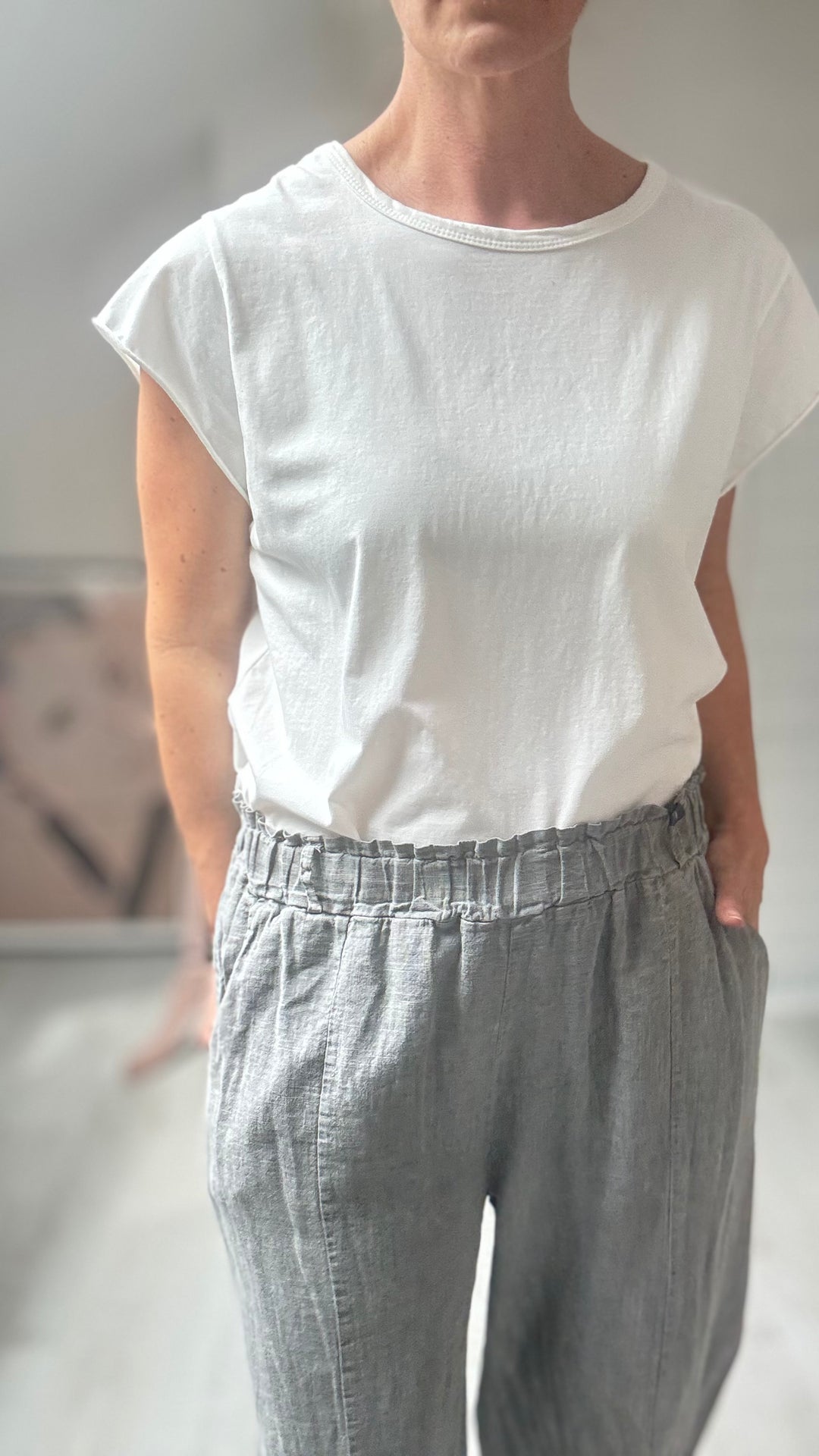 Studio Clothing Linen Button Trouser