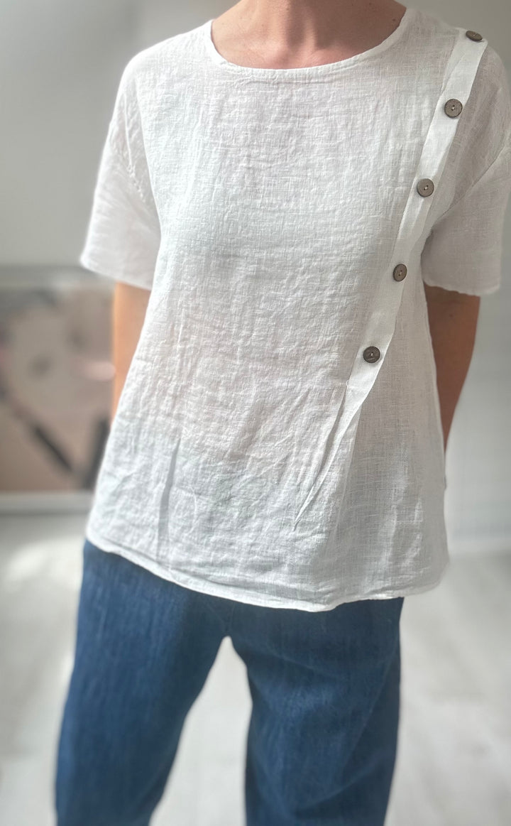 Studio Clothing Linen Button Detail Top