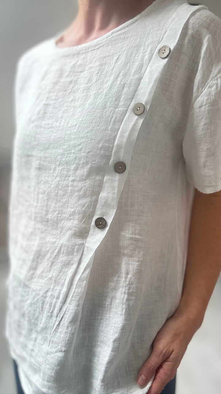 Studio Clothing Linen Button Detail Top