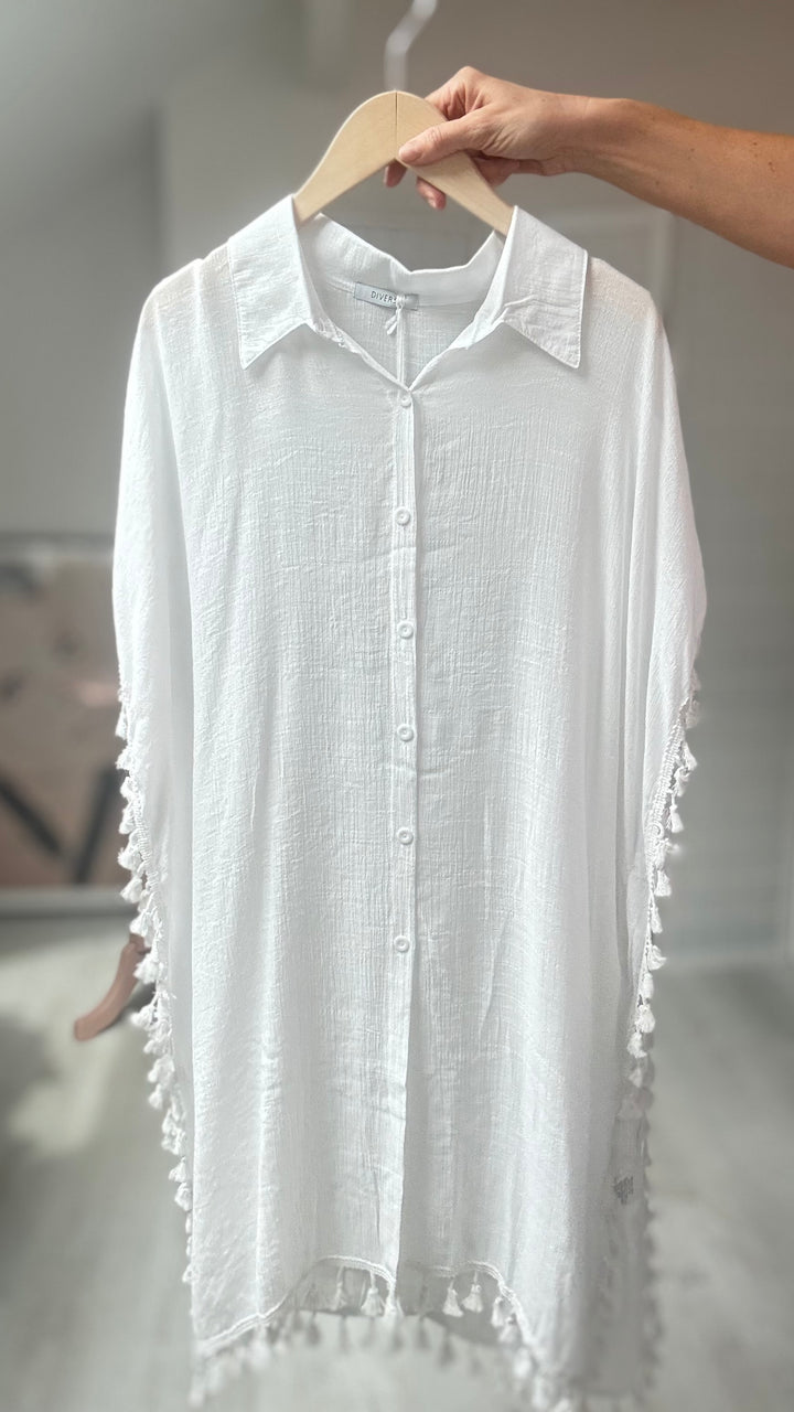 Studio Clothing Tassle Beach Shirt Dress