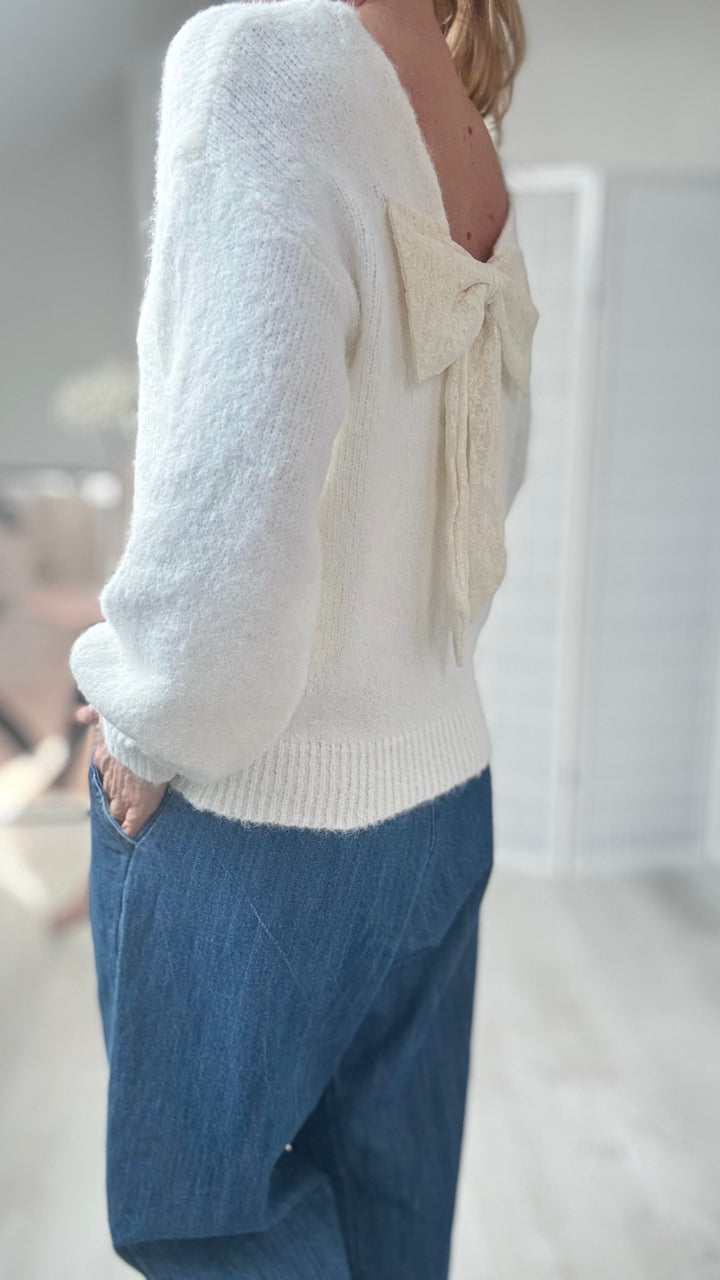Unique Bow Jumper cream bow jumper