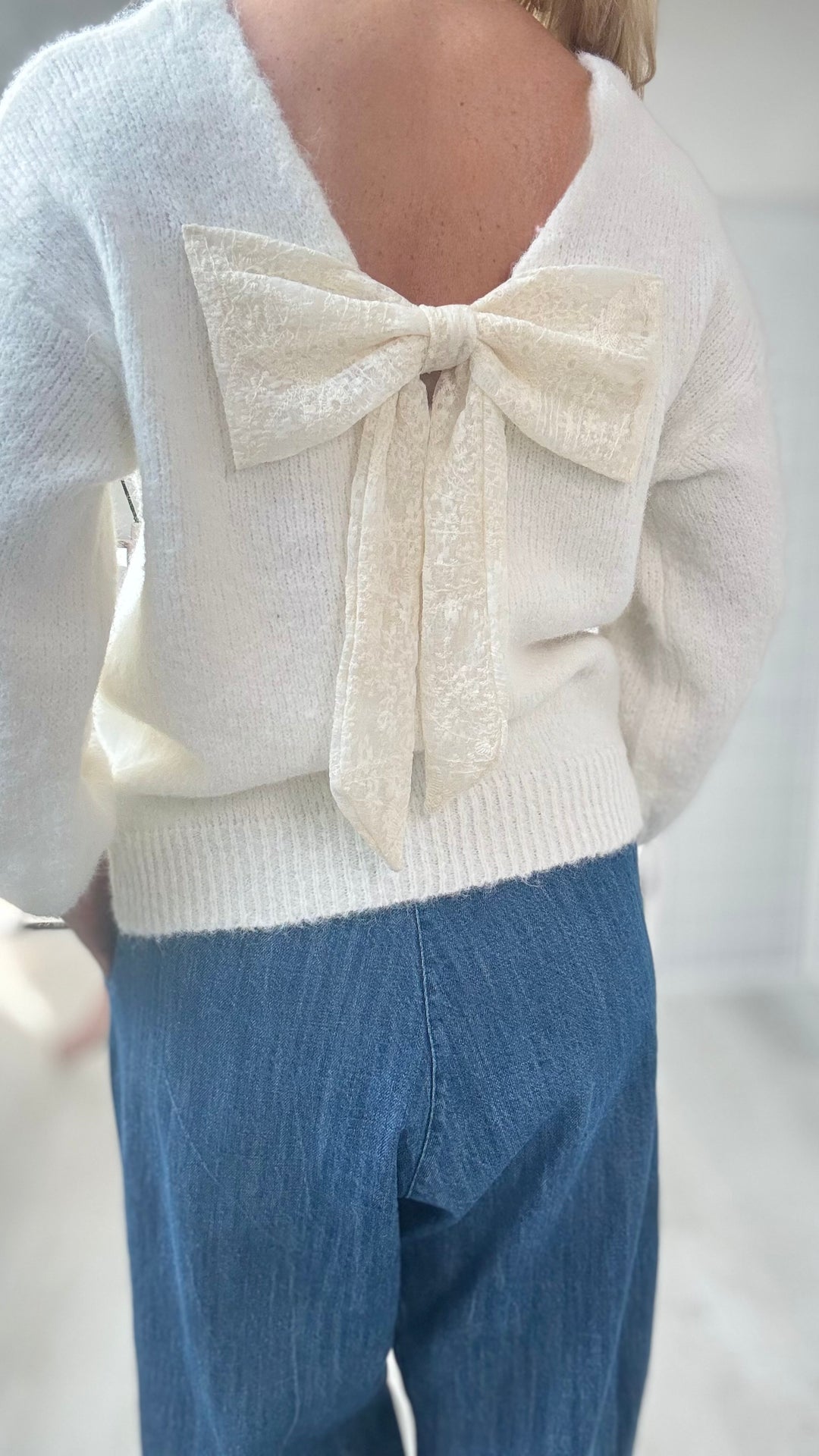 Unique Bow Jumper cream bow jumper